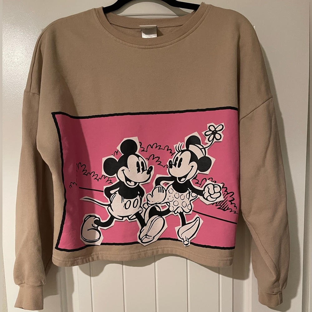 Disney Mickey Minnie Mouse Cropped Crewneck